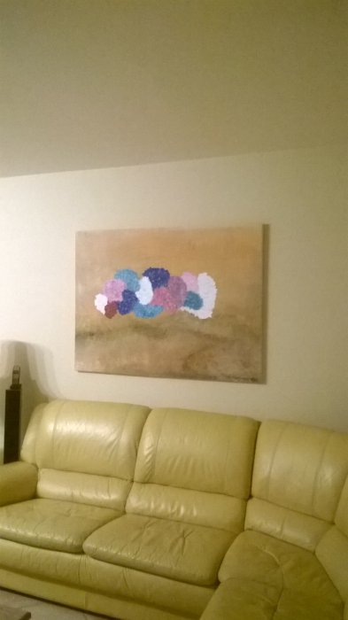 Quelques hortensias, 2013, acrylique sur toile, 162 x 89 cm.