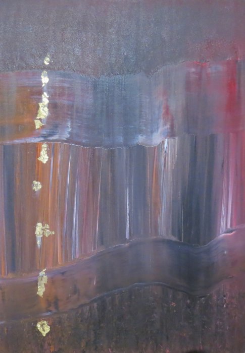 30mai 1, 2024, huile et feuille d'or, 50 x 70 cm.