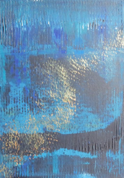 Puiser le Bleu 34, 2025, acrylique, 50 x 70 cm.